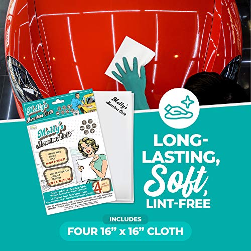 Molly's Marvelous Cloth, Streak-Free, Lint-Free Microfiber Cleaning Cloth, Polishing Cloth For Glass, Stainless Steel, Use For Kitchen, Bath, Cars, Detailing, Reusable (4Pk, White) #TOP5