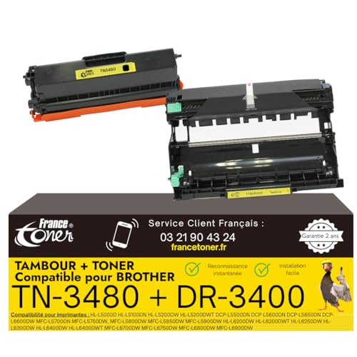 Tambour DR-3400 et toner TN-3480 contre les lignes noires sur MFC L5700dn