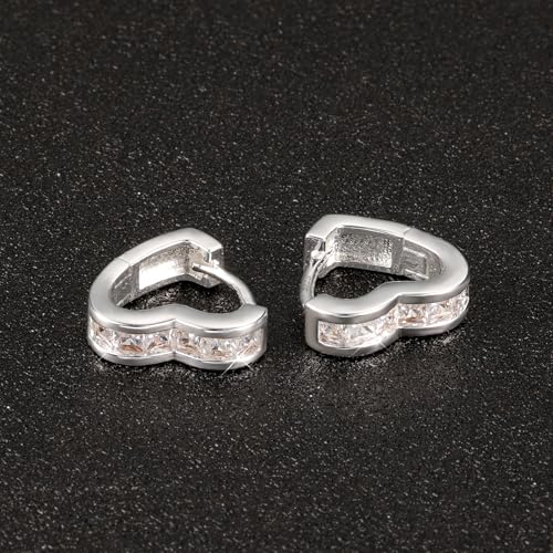 925 Sterling Silver Heart Earrings Small Hoop Earrings for Women Cubic Zirconia 14K Gold Plated Hoop Earrings Hypoallergenic Lightweight Earrings Small Huggie Hoops Earrings for Women Trendy2