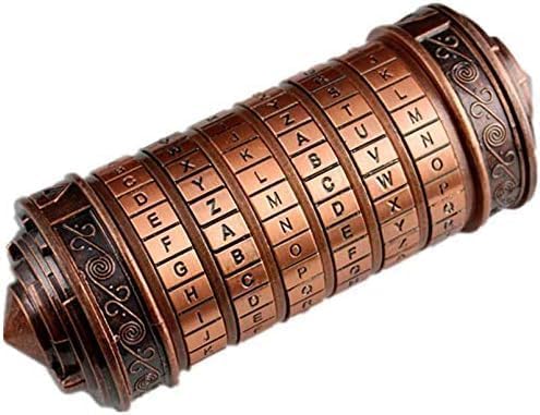 Da Vinci Code Mini Zylinderschloss Box Cryptex Puzzleboxen Cryptex-Schloss Geschenk zum Jahrestag Valentinstag Romantisches Geburtstagsgeschenk für Sie (Rot Bronze)
