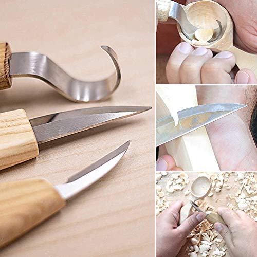 Wood Carving Tools Set, TEOYALL Carving Hook Knife, Sloyd Whittling Knife, Chip Detail Knife, Carving Knives Kit for Woodworking Spoon Carving (#1)