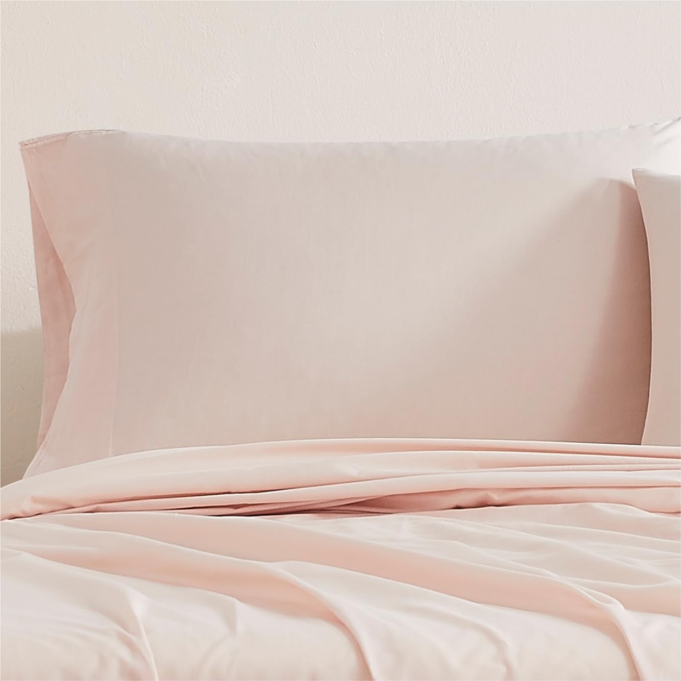 Linen Closet Luxury Cotton 144 Thread Count Organic Cotton Standard Pillowcases, Set of 2, Light Pink