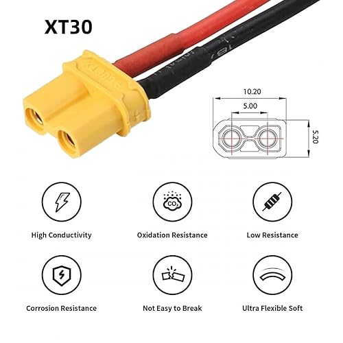 Vista 15 de xiwai Cable de extensión XT60 12AWG hembra a conector hembra para estación de energía de batería RC con panel solar (1.6 pies)