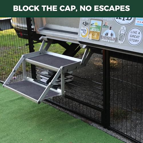 Image of FXW Instant Dog Playpen with RV Step Grid for RV Camping, 45 inch H, 24 Panels | Quick-Setup & Heavy-Duty Play Yard, Helps Close Stair Gaps, Fits 32 inch RV Step Opening, For Large Dogs, Patented