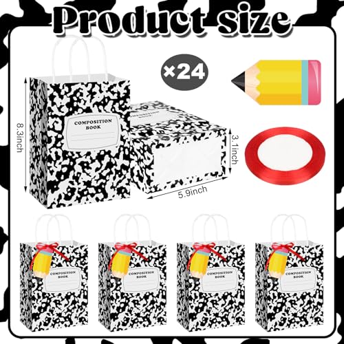 Kolldenn 24 Pcs Back to School Gift Bags Composition Notebook Student Teacher Gifts Bag First Day of School Classroom Decor for Kindergarten Preschool Welcome Back Party Favors Supplies - Image 2