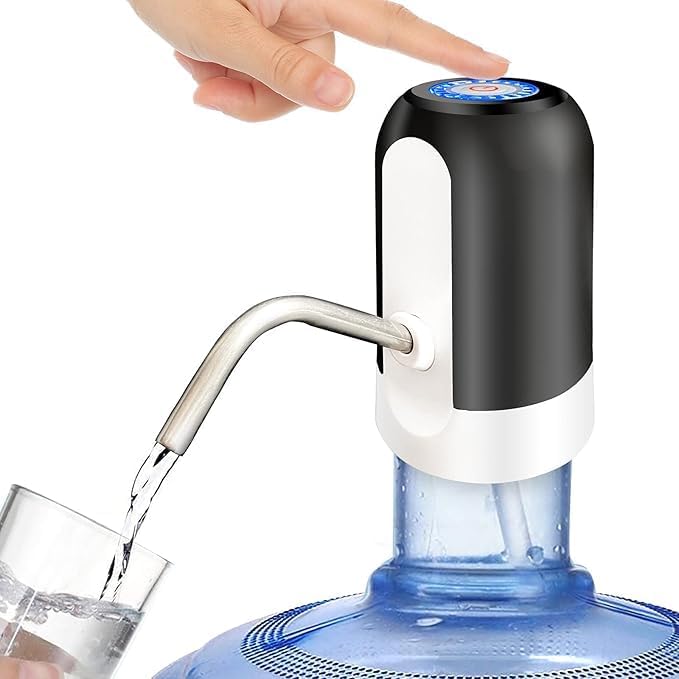 Automatic Electric Water Bottle Pump Dispenser, LED Light, 304 Stainless Steel, Black,Fit for 2-5 Gallon Jugs