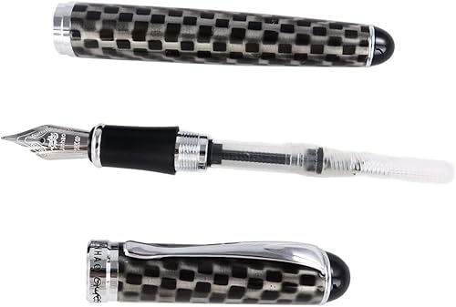 Miniatura 7 de Jinhao X750 - Juego de 4 plumas estilográficas, 4 colores (negro, rojo, plateado, a cuadros), punta mediana con convertidor de tinta, borde
