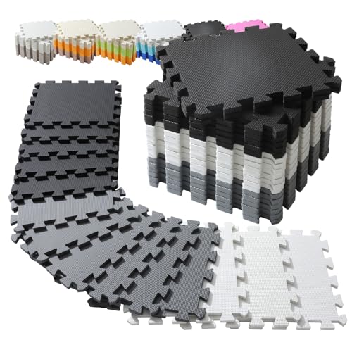 INTOMENG tapis de Puzzles Interactifs pour Bébés Mousse Tapis de Jeu Protectif Eva pour Chambre d'Enfants et Nourserie (Noir Gris Blanc, 114x142 cm | 20...