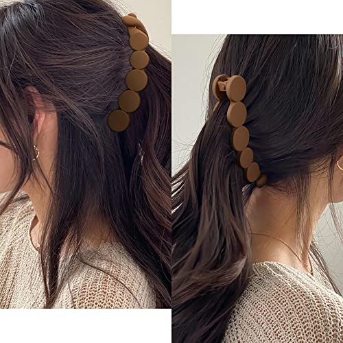 Ahoney 6 Pack Large Banana Clips Hair For Thick Hair 5" Banana Clip For Women Non Slip Strong Hold Ponytail Clip Fine Hair 80S 90S Fine Thick Curly Hair Accessories For Women (Round) #TOP2