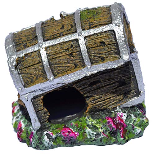Supa Treasure Chest Aquarium/Fish Tank Ornament, Realistic Detail, Approx. 6cm(L) x 7.5cm(W) x 6.5cm(H). - Image 3