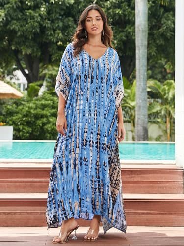 Image of Kaftan Dresses for Women Plus Size Bathing Suit Cover up Caftan Maxi Beach Dresses