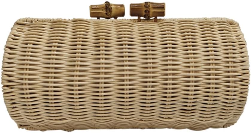 UMREN Hand-woven Shell Shaped Rattan Clutch Bag Summer Straw Clutch Purse Beach Wicker Handbags for Women Vacation Travel Bag