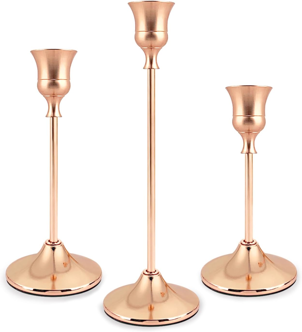 Candle Holders, Set of 3 Rose Gold Iron Candle Stands – Goblet Shape, Vintage Mo…