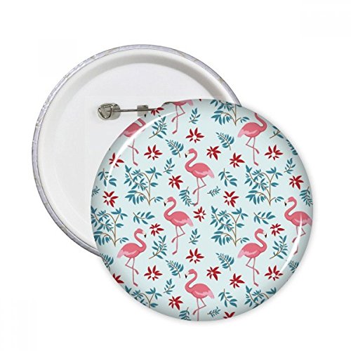 Badge flamant rose et plantes tropicales DIYthinker, pins ronds pour vêtements, lot de 5, taille S