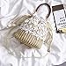 Straw Crossbody Bag, Women Beach Shoulder Summer Top Handle Crossbody Round Purse Ladies Woven Fashion Crochet (White)