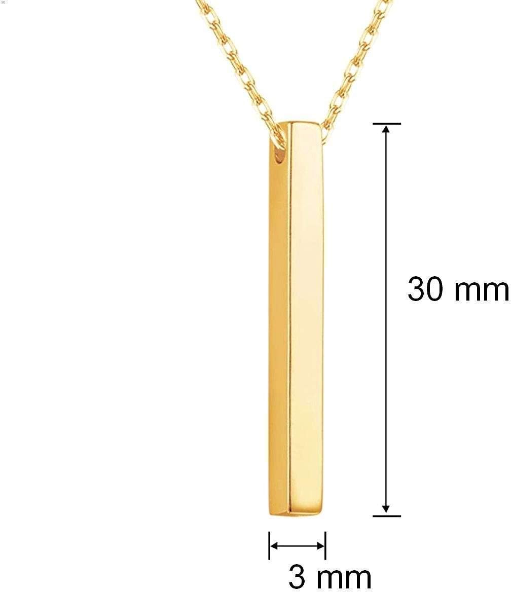 Personalized Gold 3D Bar Necklace - Engraved Name, Date, Coordinates - Real Gold or Sterling Silver - Unique Gift for Women and Men - Image 2
