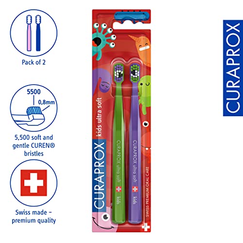 Curaprox Cs 5460 Ultra-Soft Toothbrush Set, Special Edition Happy Kids, 2 Pack #TOP1