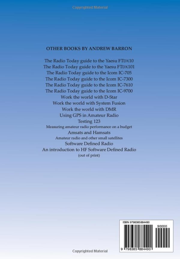 Back cover of 'The Radio Today guide to the Yaesu FT-710' book, listing other related books by the author Andrew Barron.