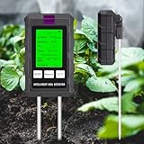 LSENLTY 6-in-1 Soil Moisture Meter Digital Plant Fertility/Moisture/PH/Temp/Sunlight/Humidity Backlight LCD Display Soil Test Meter for Gardening, Farming and Outdoor Plants