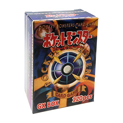 Xiaoxingyun 120 Assorted Pokemon Cards - 115 GX and 5 Mega Pokemon Cards, Pokemon Trading Card Game Cartoon Cards for Children, Includes Paper Box