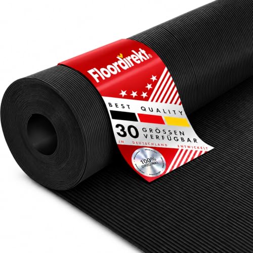 Floordirekt Tapis en caoutchouc, à rainures fines, 3 mm, revêtement de sol antidérapant et nervures fines (noir, 100 x 150 cm)