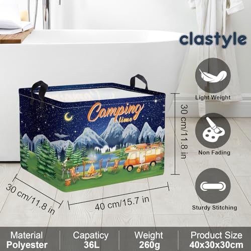 Clastyle Black Night Camping Storage Basket Clothes Toy Tool Food Picnic Basket Outdoor Beach Pool Towel Basket Rectangle Moutain Lake Fir Tree Caravan Bin - Image 4