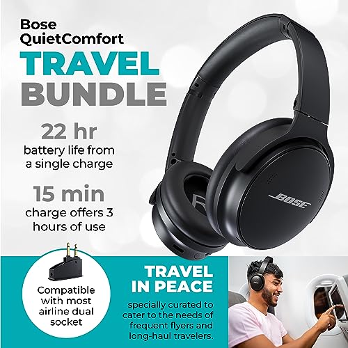 Bose QuietComfort 45 Bluetooth Wireless Noise Cancelling Headphones Bundle with Adapters and Cables - Over Ear, Black Bose QuietComfort 45 Bluetooth Wireless Noise Cancelling Headphones Bundle with Adapters and Cables - Over Ear, Black