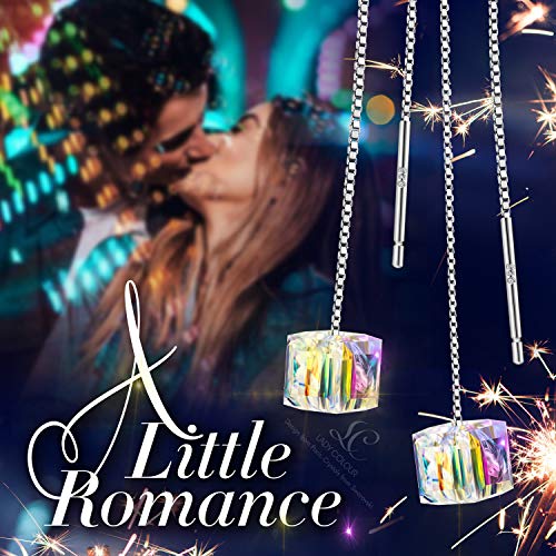 LADY COLOUR Mothers Day Jewelry Gifts for Mom Gifts for Women Dangle Drop Thread Earrings 925 Sterling Silver with Swarovski Crystals Birthday Anniversary Romantic Gift for Women Wife Girls Girlfriend