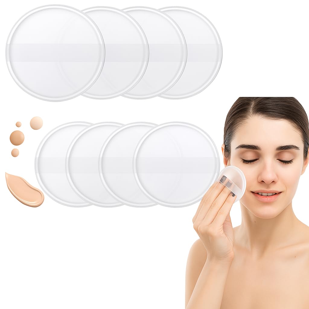 Clear Round Silicone Powder Puffs, Washable Makeup Blender with Silk Handle, Transparency Face Applicator and Makeup Puff Pad for All Liquid Foundation Cream, Concealer, Primer Beauty Blender-picture-43