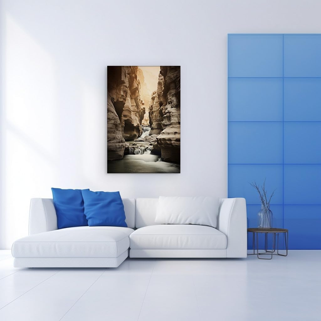 Canvas for Living room. Rustic Serenity Whispers of a Dusty Canyon River, 27 x 18 inch Canvas Wall Art - Ready to Hang - 69x46 cm (27x18 inch)