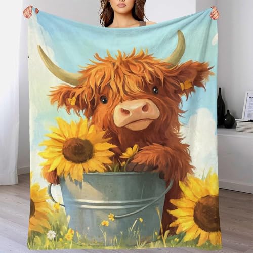 Couverture Highland Cattle en microfibre 180x200 cm pour lit - 6