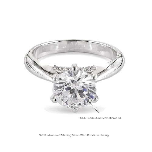 Ornate Jewels Pure 925 Sterling Silver Cubic Zirconia American Diamonds Zircon Solitaire Ring for Womens |Gift for Womens and Girls| With Certificate of Authenticity & Hallmark |1 Year Warranty|