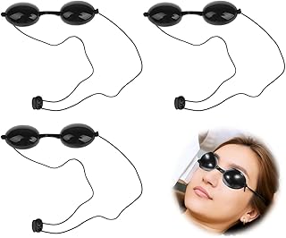 3 pares óculos de proteção para bronze IPL, óculos de segurança ajustáveis com proteção UV, protetor ocular UV Light protetores oculares, para proteção UV, terapia de luz LED, remoção IPL