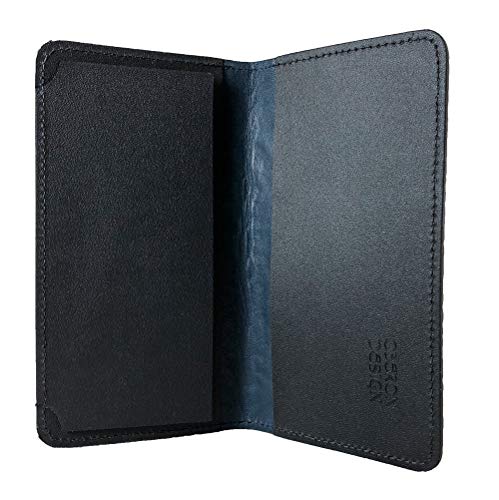 Oberon Design Acanthus Leaf Embossed Genuine Leather Checkbook Cover, 3.5X6.5 Inches, Navy Blue, Made In The Usa #TOP4