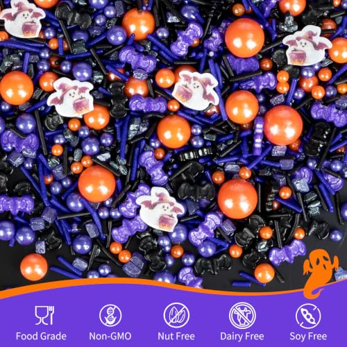 Image of Edible Halloween Sprinkles,Orange Purple Black Sprinkle for Cake Decorating