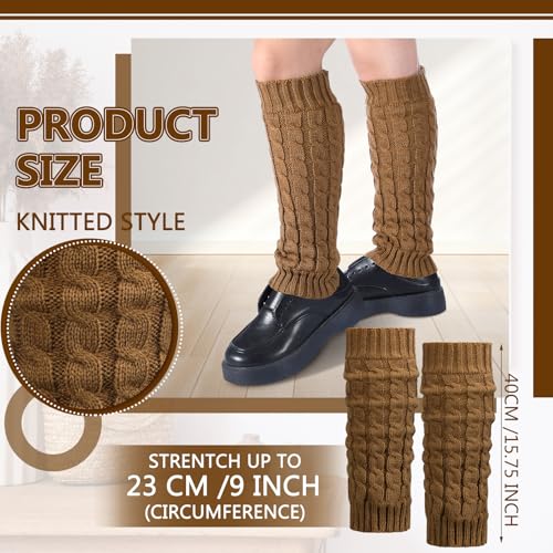 Image of Geyoga 4 Pairs Wome Winter Fleece Lined Leg Warmers Knit Warm Long Leg Knit Thick Boot Socks for Skating Walking