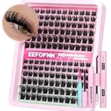 Eefofnn DIY Lash Extension Kit Fluffy Volume Individual Eyelashes D Curl Mink Lash Clusters with Lash Glue Bond and Seal Eyelash Remover Tweezers 10-20mm Thick Eyelash Extensions Kit DIY at Home
