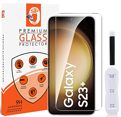 Image of STP FEEL (2 Pack UV Tempered Glass Screen Protector For Samsung S23 Plus (6.6 Inch) Full Adhesive UV Glue Curved Edge to Edge Case Friendly HD Clarity with easy installation kit