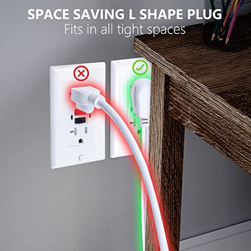 Kasonic 1 Feet 3 Outlet Extension Cord 2 Pack - Triple Wire Grounded Multi Outlet, Ul Listed 16/3 Spt-3, 13 Amp - 125V - 1625 Watts (White) #TOP1