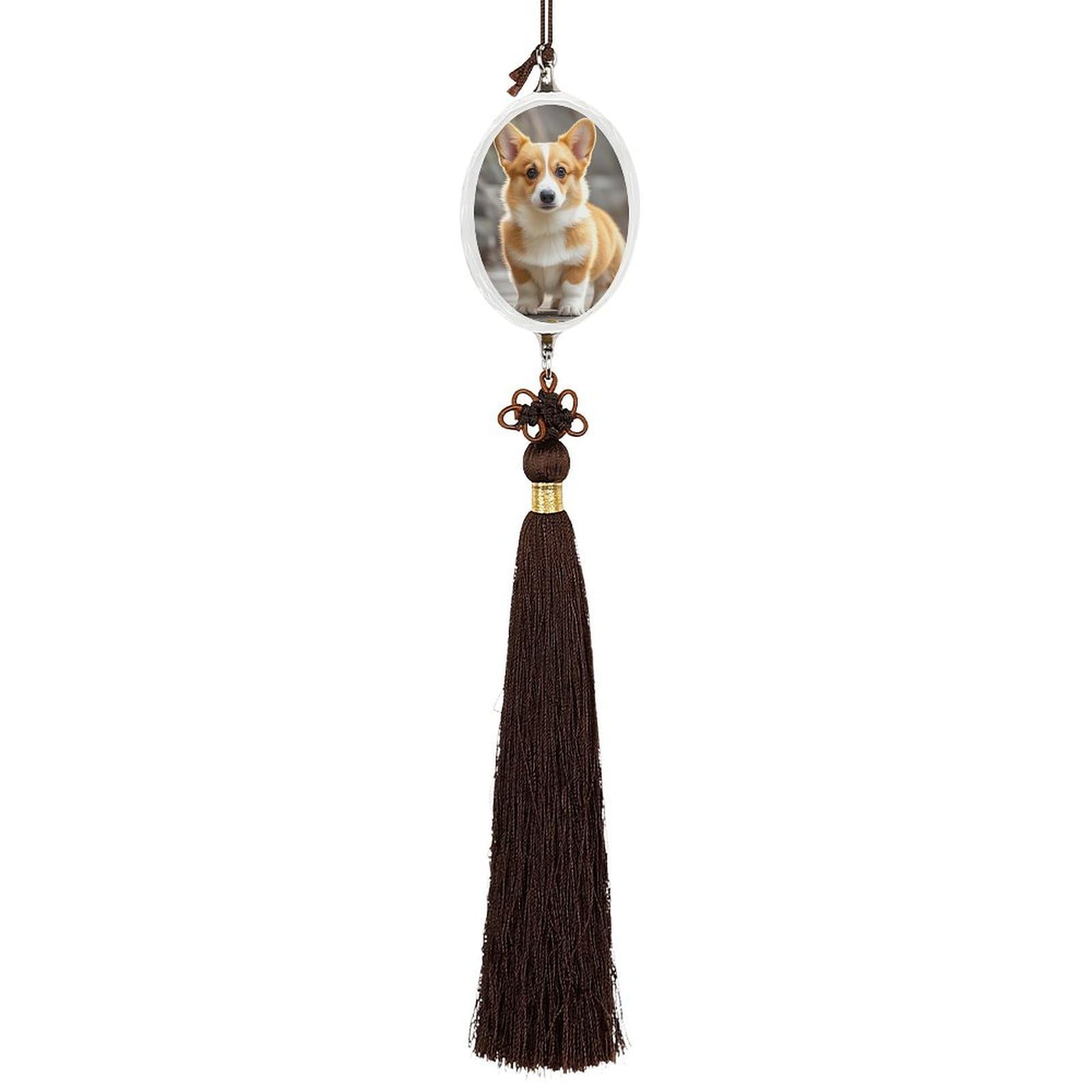 Crystal Auto Pendant Charms Ellipse Crystal Car Rear View Mirror Charms Corgi Dogs Auto Hanging Interior Ornament Pendant Car Interior Accessories for Women Men CarCharms Decor
