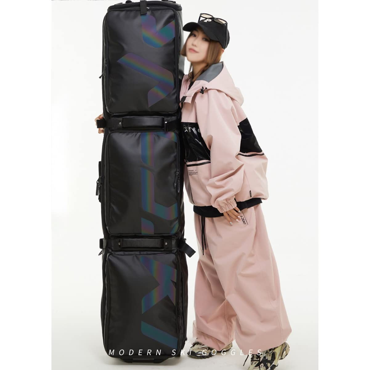 RETENA Snowboardtasche Mit Rollen, wasserdichte TPU Single/Double-Board Roller Skitasche, Reisetasche Für Snowboard Und Snowboardschuhe, Für Wintersport Air Travel