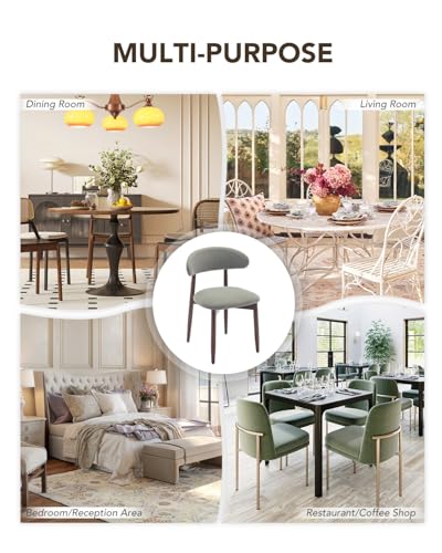 Image of Dining Room Chairs Set of 6, Upholstered Farmhouse Dining Chairs, Modern Fabric Kitchen Chairs with Solid Wood Leg,Green
