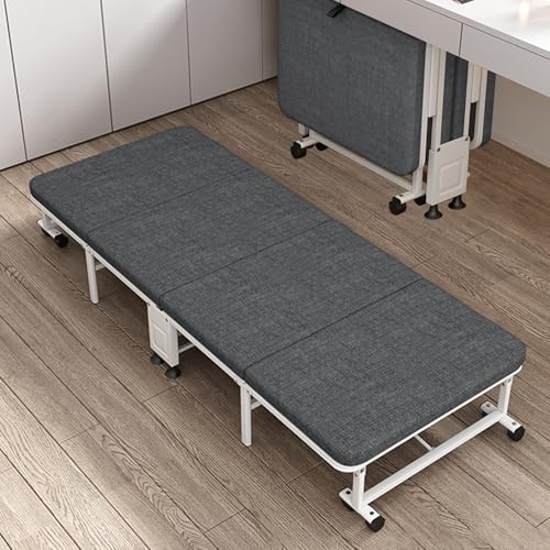 AuraThreads Cama Plegable con Colchón de Espuma, 70x190cm Mueble Cama Plegable con Estructura Robusta, Rueda Universal y Cubierta Protectora, Capacidad de Carga 150 kg