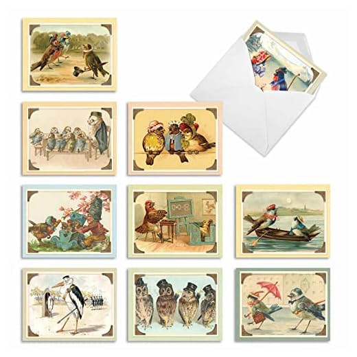 The Best Card Company - 10 Bird Note Cards Blank (4 x 5.12 Inch) - All Occasion Cards with Envelopes, Boxed Set - Sweet Tweets M2344OCB