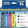 TOKYOINK 822XL – Paquete combinado de cartuchos de tinta remanufacturados para Epson 822 Cartucho de tinta T822XL para Workforce Pro WF-3820 WF-3823 WF-4820 WF-4830 WF-4833 WF-4834 Tinta para impresoras (paquete de 4)