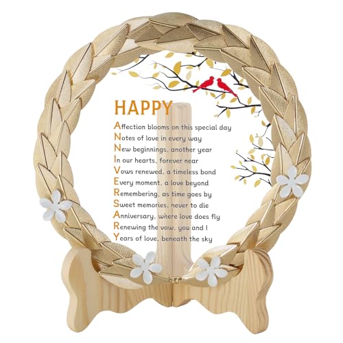 Anniversary Wedding Gifts Crystal Plate for Him Her Wife Husband Men Women with Wreath - Wedding bridal shower Gifts for Parents Couple - Wedding Anniversary Unique Gift Ideas - Happy Anniversary verse