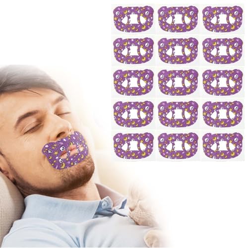 60PCS Adult Mouth Tape for Sleeping, Hypoallergenic Comfortable Anti Snoring Mouth Strip, Non-Sealed Design Painless Tape Removal, for Less Mouth Breathing, Better Nighttime Sleeping (Light Purple)
