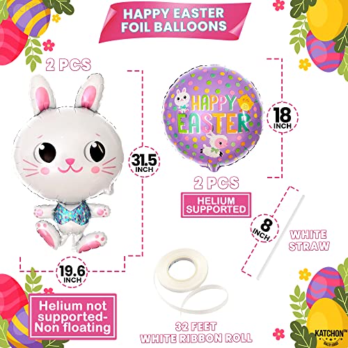 Image of KatchOn, Happy Easter Balloon Garland Set - 32 Inch, Pack of 28 | Carrot Balloons | Easter Bunny Balloons for Easter Party Decorations | Easter Mylar Balloons for Birthday, Baby Shower Decoration