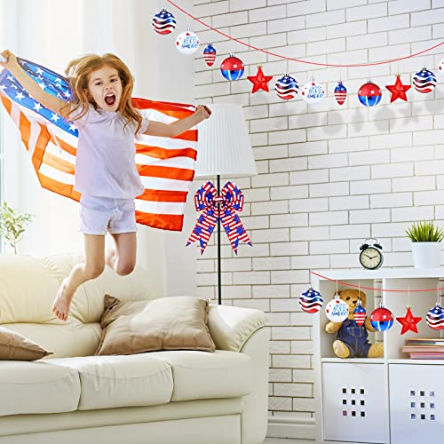Bencailor 24 Pcs 4Th Of July Ornaments For Tree Including 21 Pcs Independence Day Hanging Ball Patriotic Decorations For Tree Memorial Day Decor And 3 Rolls Star Stripes Wired Edge Ribbon #TOP5