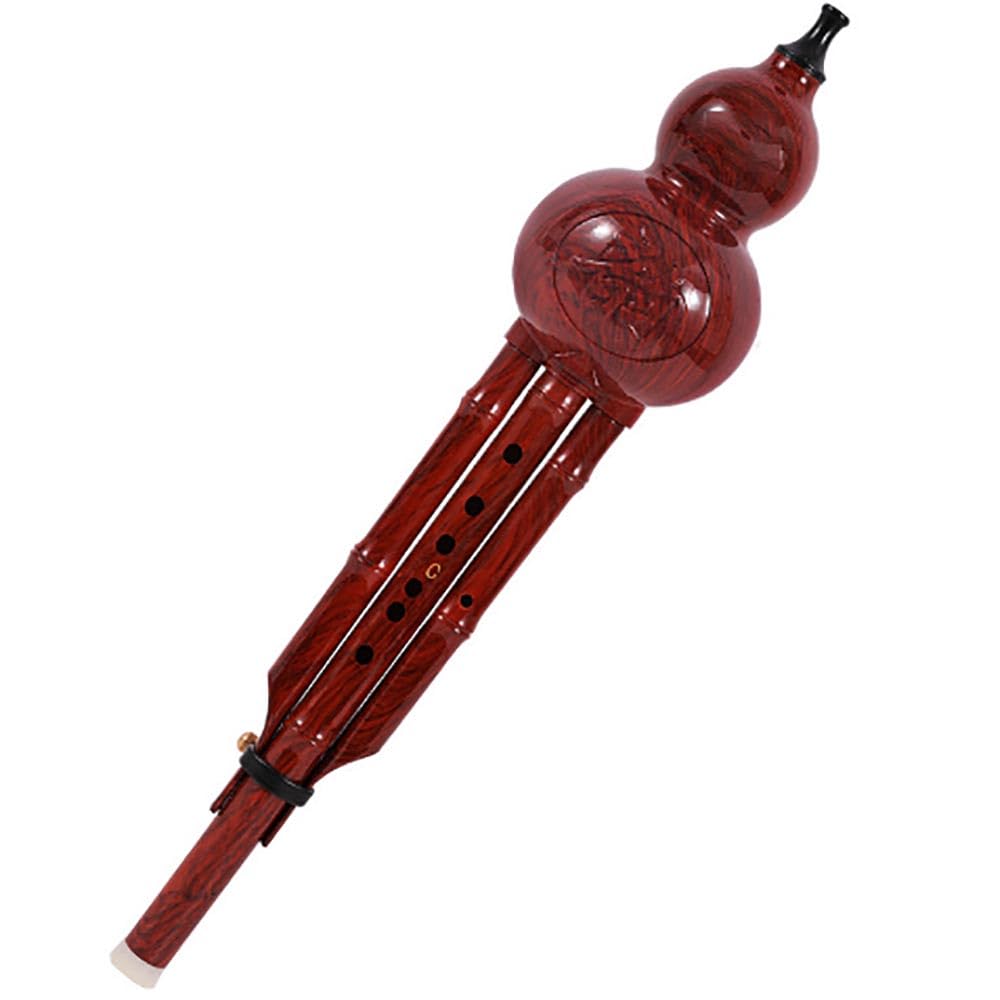 Redwood Hulusi Instrumento musical tradicional chino Principiante Caja Set B clave plana Hulusi Curcubit Chino Calabaza Flauta
